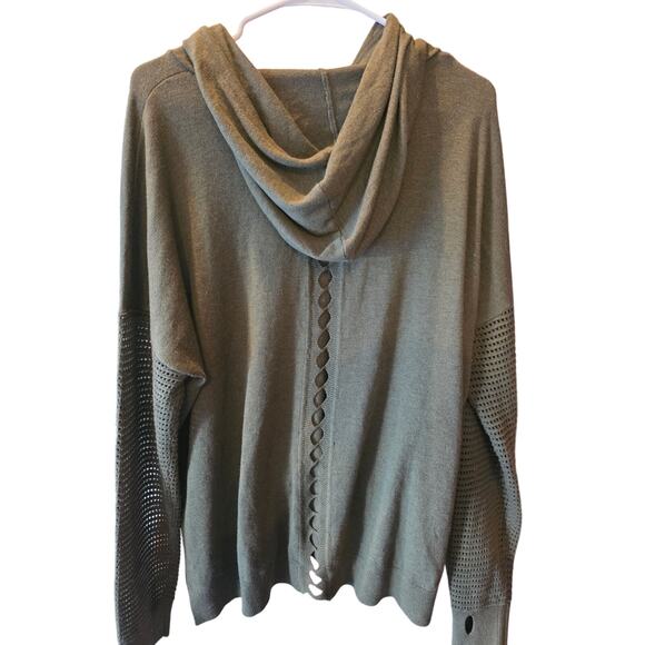 Stitches + Stripes Hooded Sweater XXL Womens Plus Size Green See Through Sleeves - Picture 5 of 5